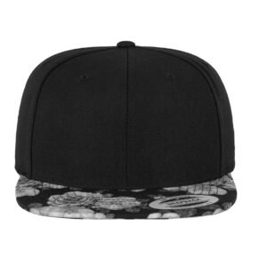 Casquette 6 pans impression rose sur la visière