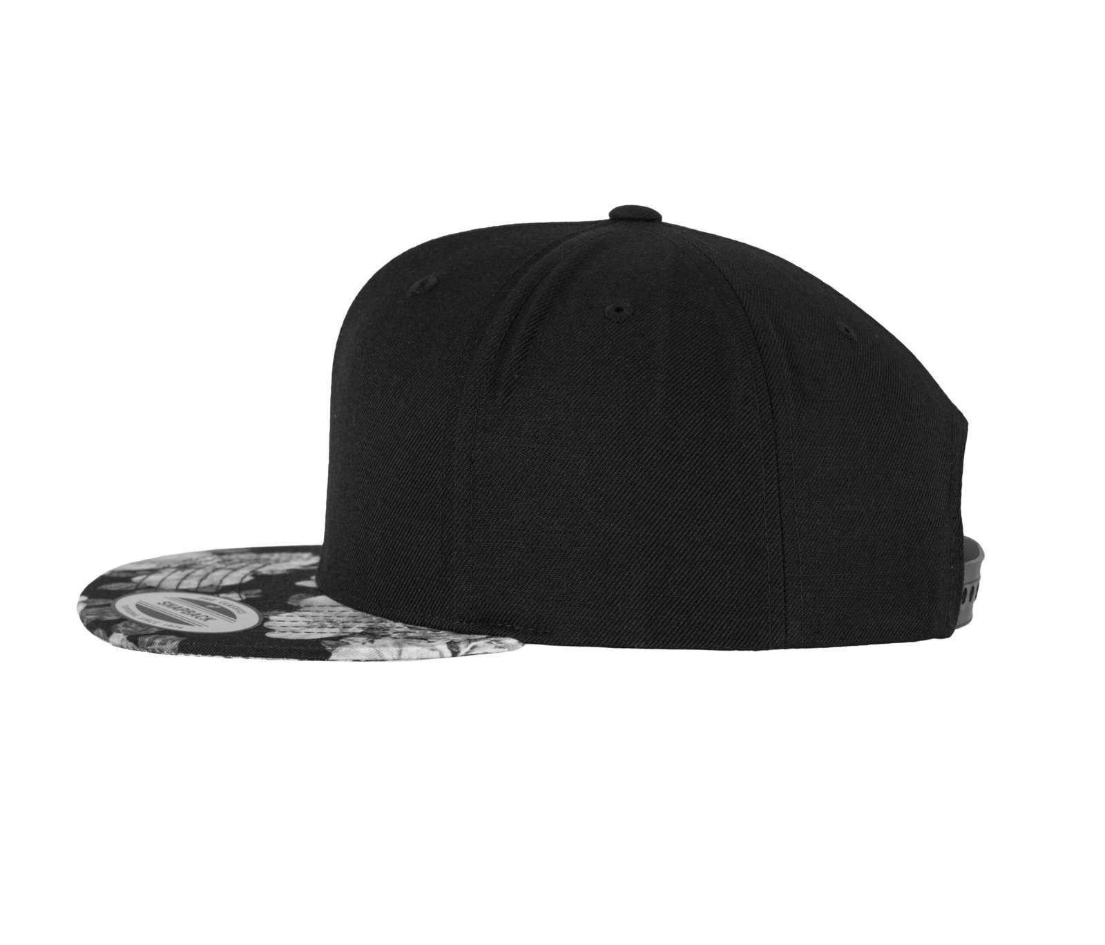 Casquette 6 pans impression rose sur la visière