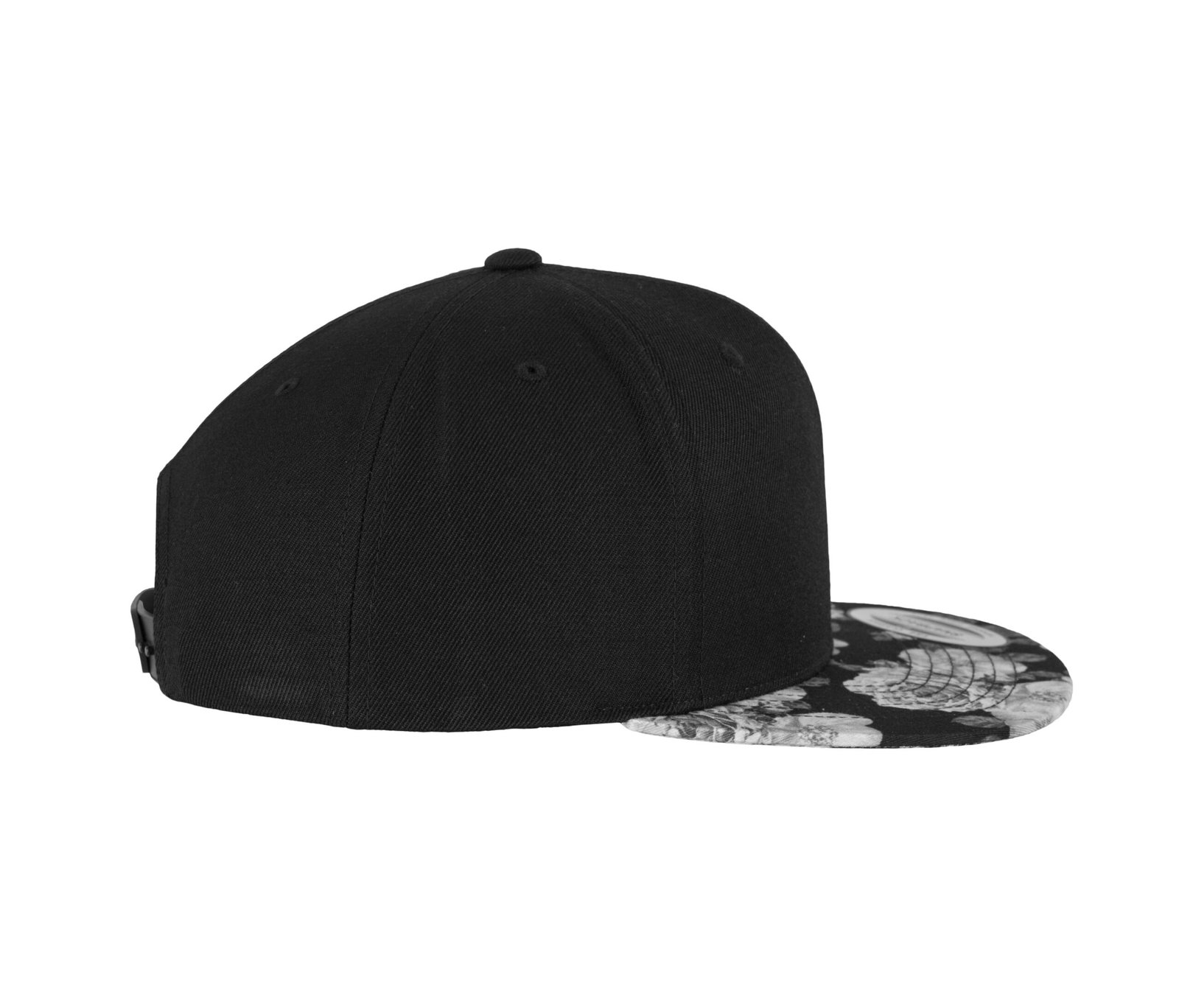 Casquette 6 pans impression rose sur la visière