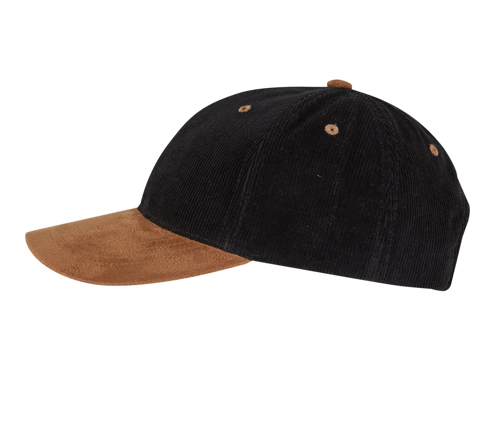 Casquette en velours côtelé et suédine