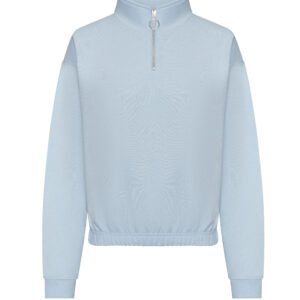 Sweat court col zippé femme