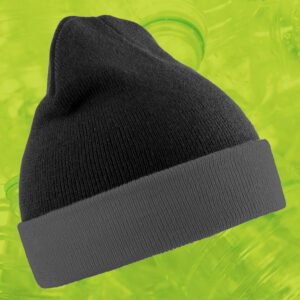 Bonnet en polyester recyclé avec rabat contrasté – bonnet personnalisé