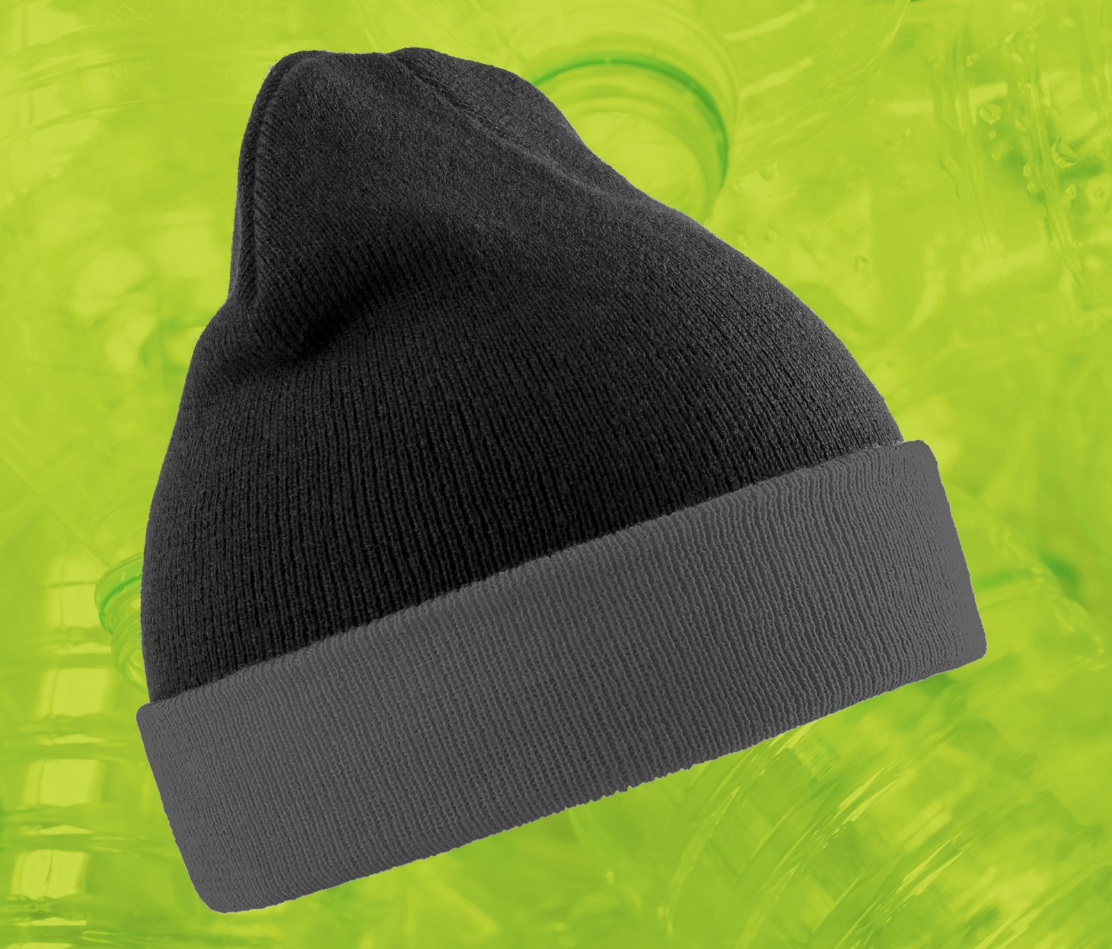 Bonnet en polyester recyclé avec rabat contrasté – bonnet personnalisé