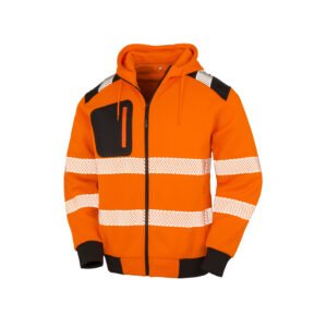 Sweat capuche zippé HV en polyester recyclé – vêtement haute visibilité personnalisé