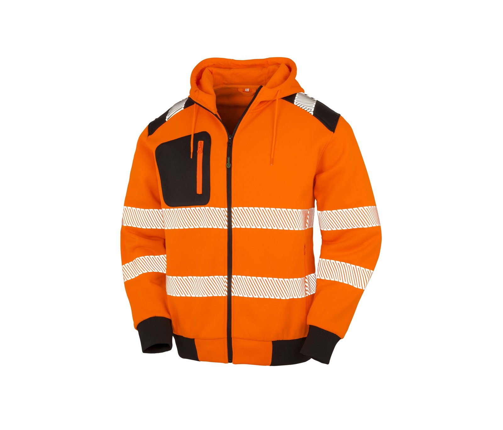 Sweat capuche zippé HV en polyester recyclé – vêtement haute visibilité personnalisé