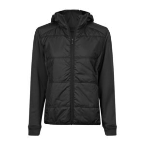 Veste bi-matière à capuche femme – textile sportif personnalisé