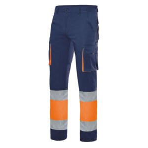 PANTALON 100% COTON BICOLORE MULTIPOCHES – vêtement haute visibilité personnalisé