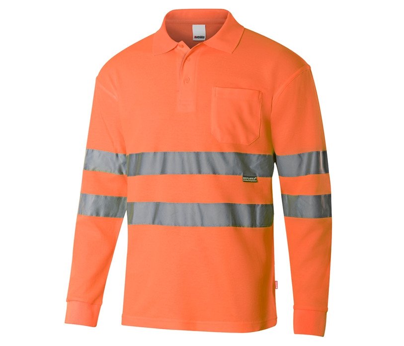 POLO MANCHES LONGUES HAUTE VISIBILITÉ EN COTON/POLYESTER – vêtement haute visibilité personnalisé