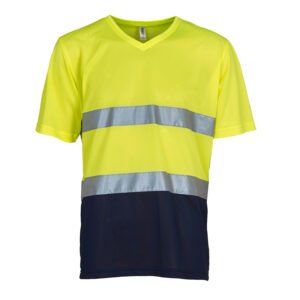 Tee-shirt haute visibilité col V – vêtement haute visibilité personnalisé