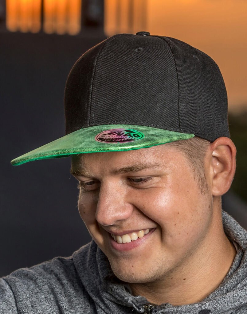 Casquette Result Headwear Bronx Glitter Flat Peak Snapback noir / vert