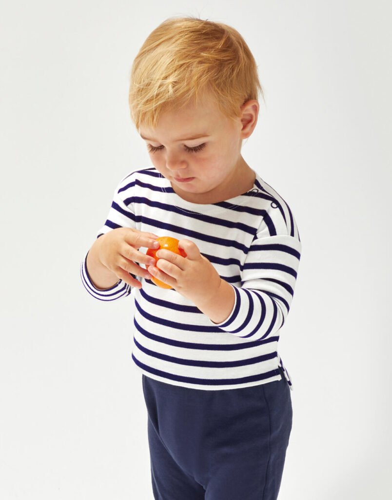 T-shirt manches longues Babybugz Breton Top blanc / marine