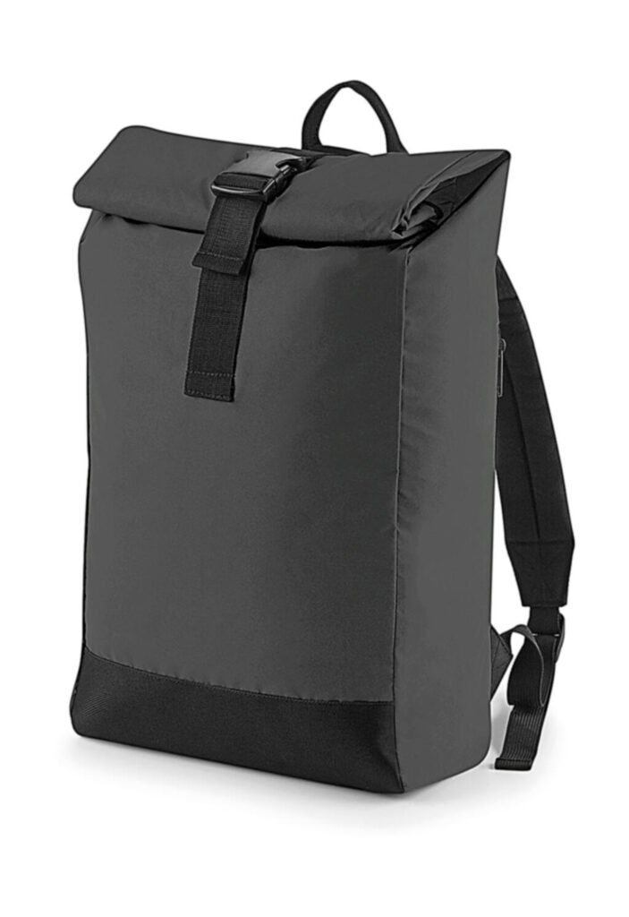 Vêtement haute visibilité Bagbase Reflective Roll-Top Backpack black reflective