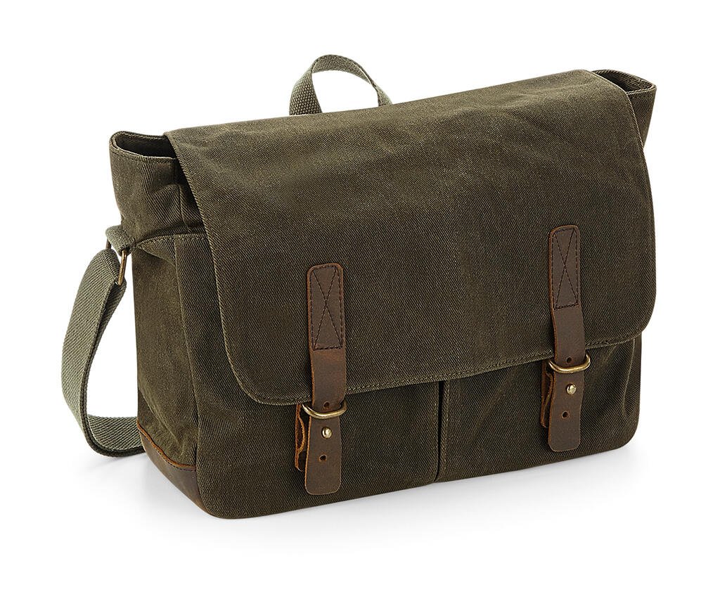 Sac Quadra Heritage Waxed Canvas Messenger olive green