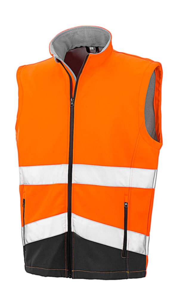 Veste Result Safe-Guard Printable Safety Softshell Gilet orange fluo / noir