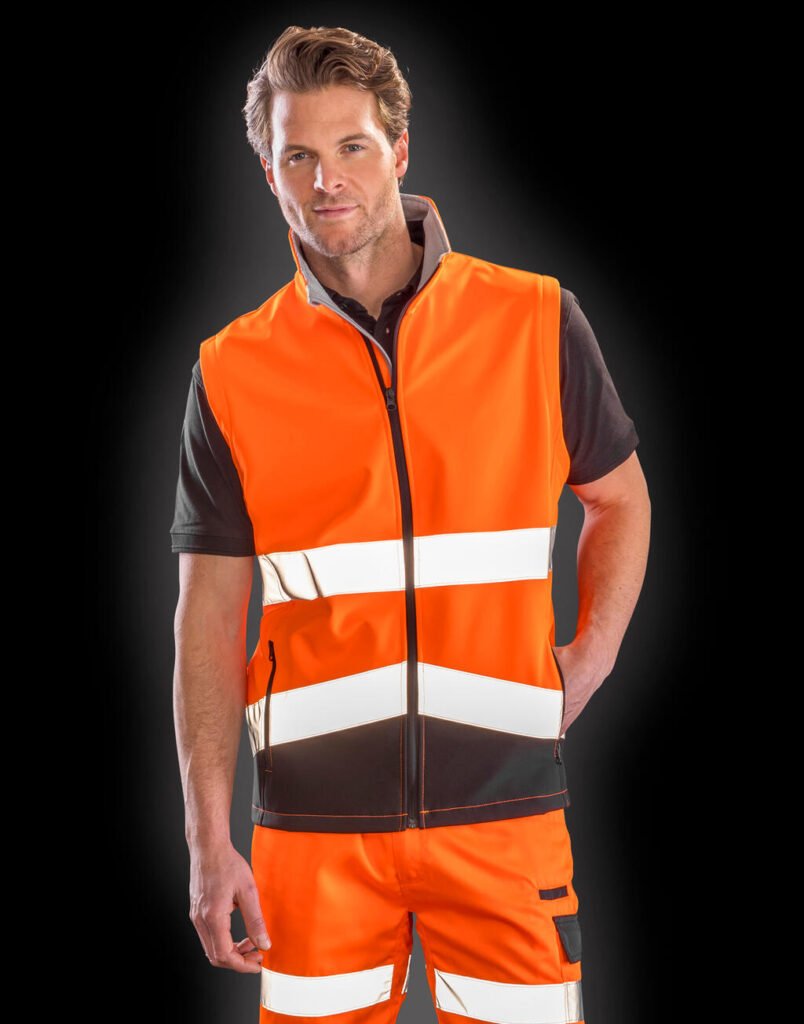 Veste Result Safe-Guard Printable Safety Softshell Gilet orange fluo / noir