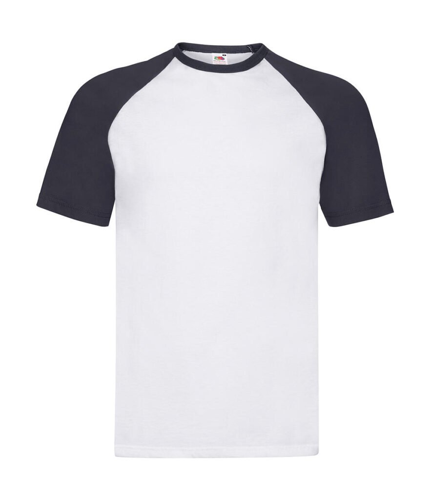 T-shirt Fruit of the Loom Baseball blanc / marine profond