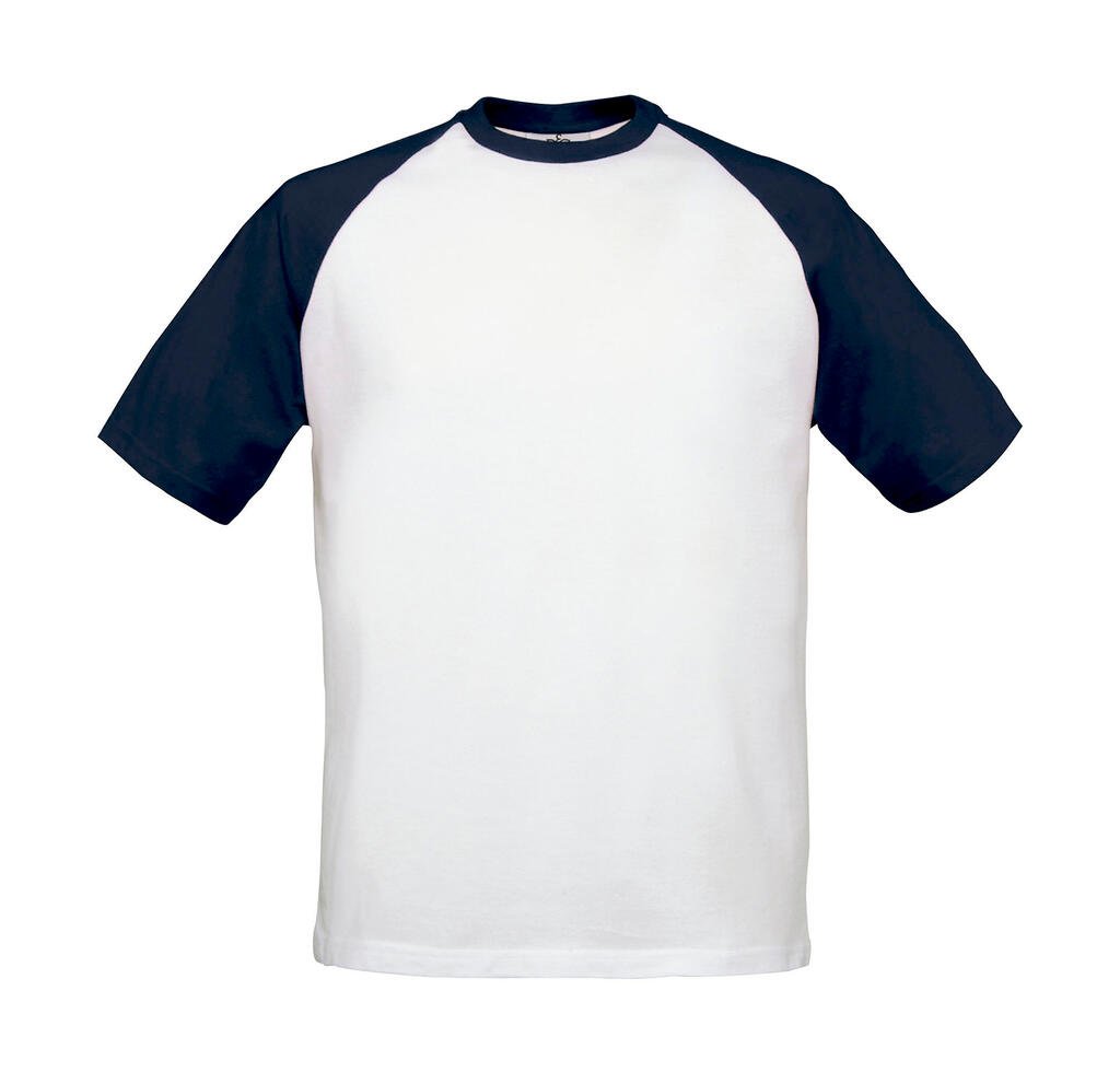 T-shirt B&C Base-Ball blanc / marine