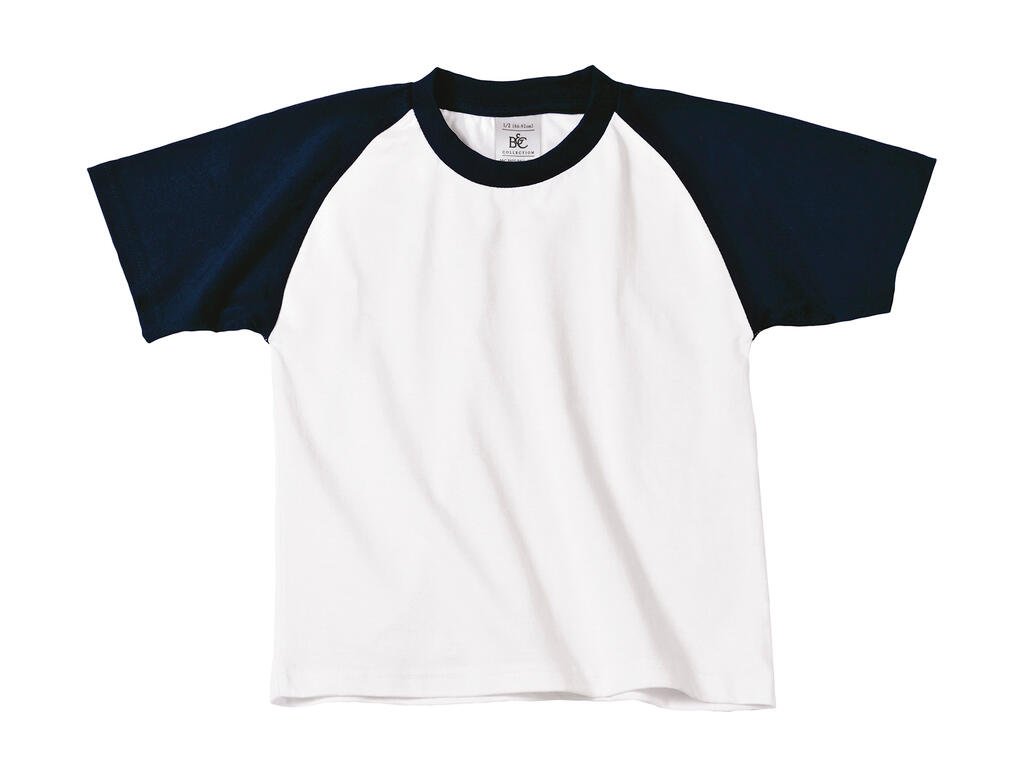 T-shirt B&C Base-Ball blanc / marine
