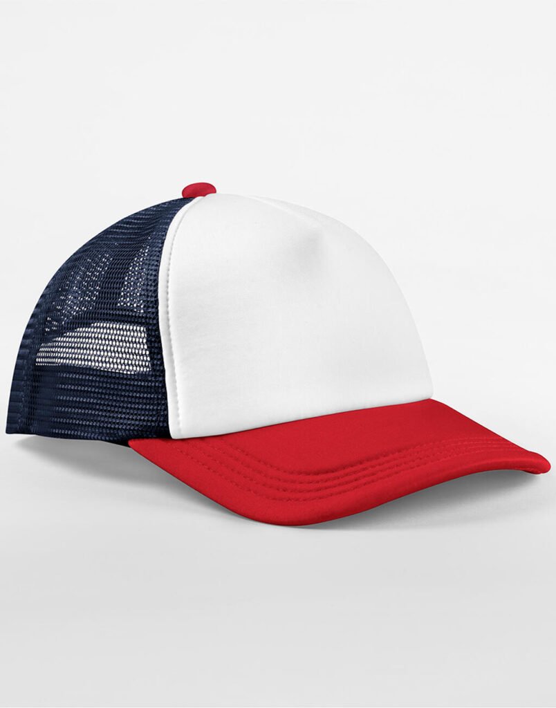 Casquette Beechfield Retro 5 Panel Trucker marine / rouge