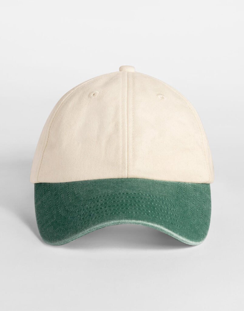 Casquette Beechfield Contrast Peak Low Profile Vintage naturel / vert bouteille vintage
