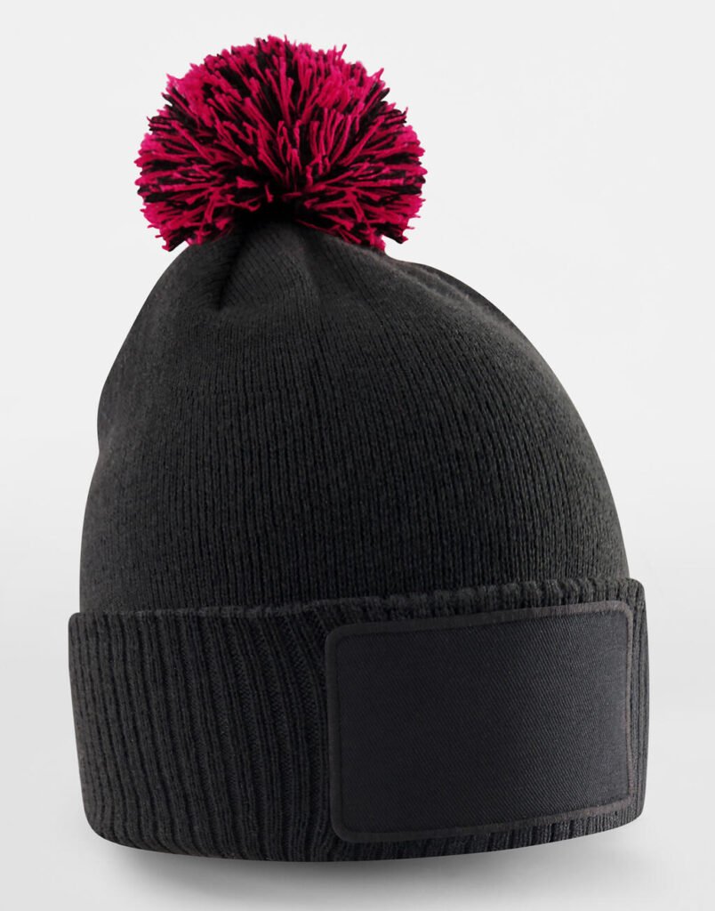 Bonnet Beechfield Snowstar Patch noir / rouge