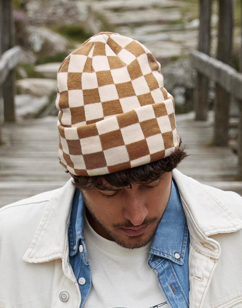 Bonnet Beechfield Checkerboard biscuit / almond