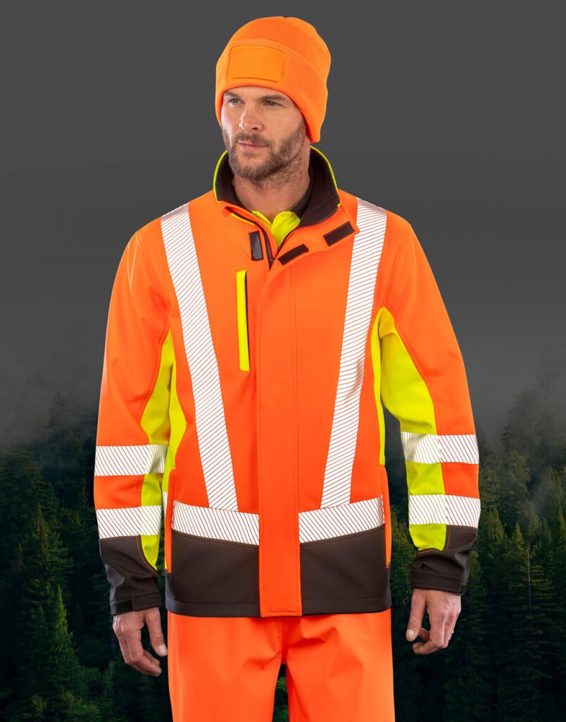 Veste Result Recycled 3-Layer Printable 3-Tone Safety Softshell jaune fluo / orange fluo / noir