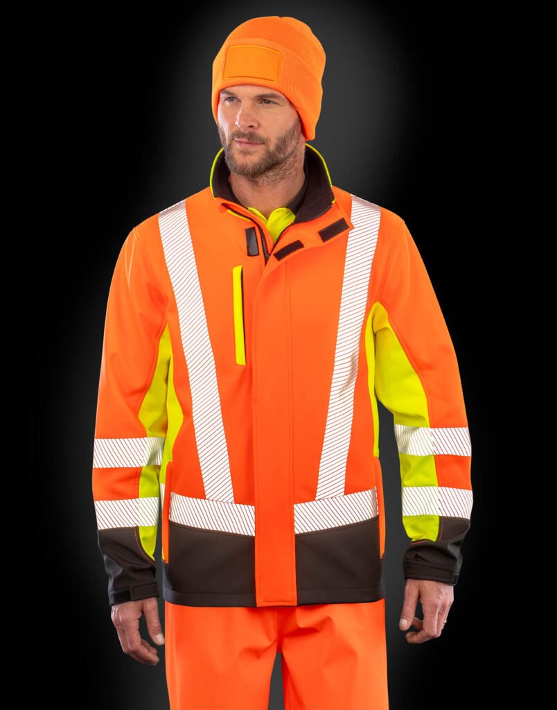 Veste Result Recycled 3-Layer Printable 3-Tone Safety Softshell jaune fluo / orange fluo / noir