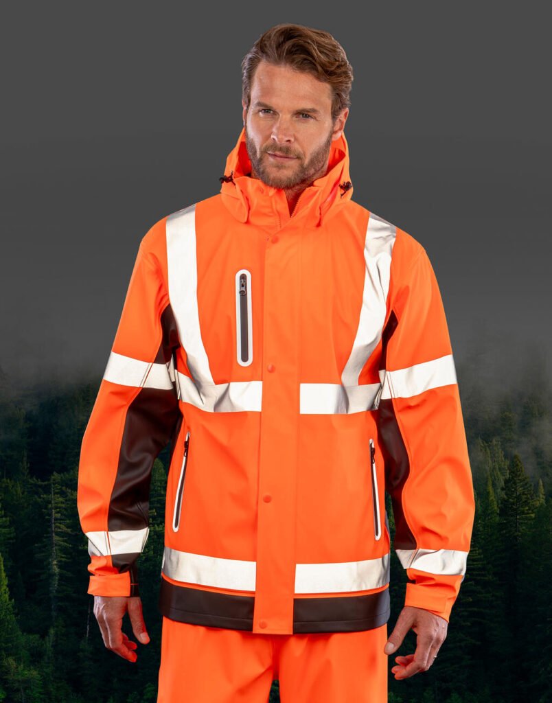 Veste haute visibilité Result Recycled Heavy Duty Prism Pu Safe orange fluo / noir