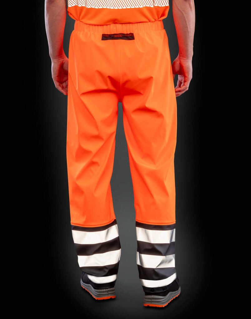 Vêtement haute visibilité Result Recycled Heavy Duty Prism Pu Safe Trouser orange fluo / noir