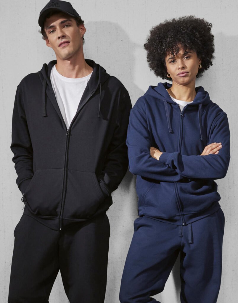 Sweat zippé B&C ID.224 Zip Hood noir
