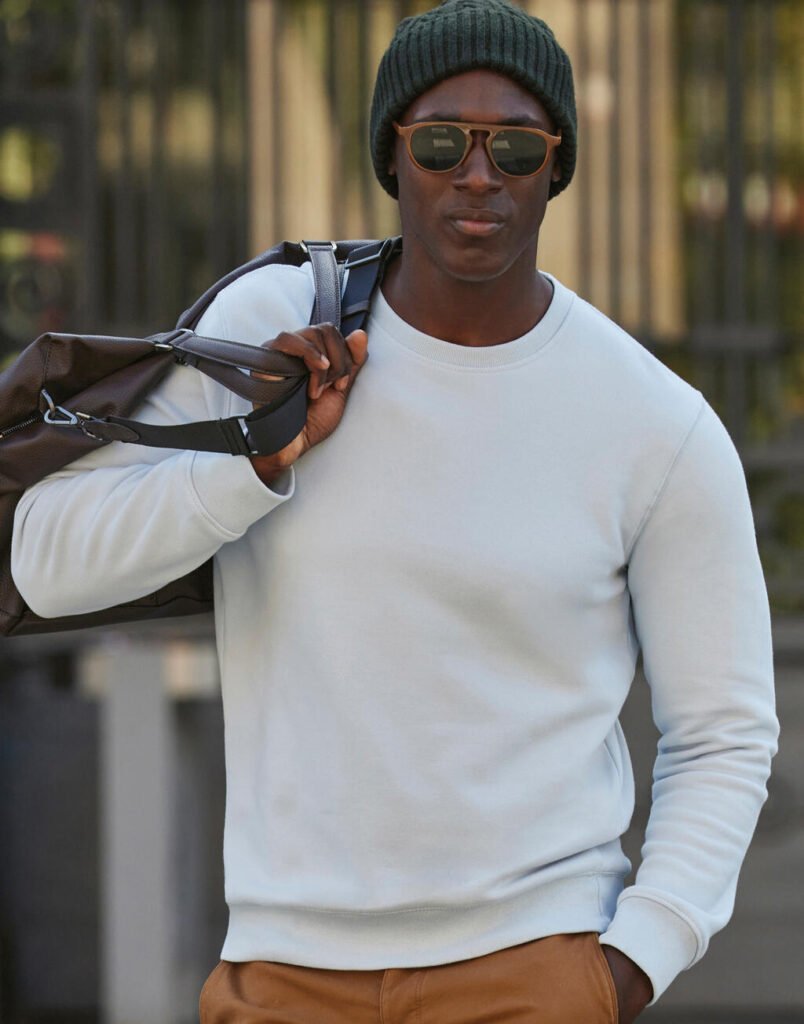 Sweat B&C KING Crew Neck blanc