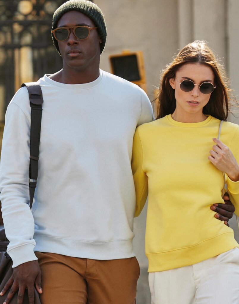 Sweat B&C KING Crew Neck blanc
