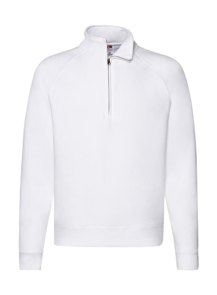 Sweat Fruit of the Loom Premium Zip Neck blanc