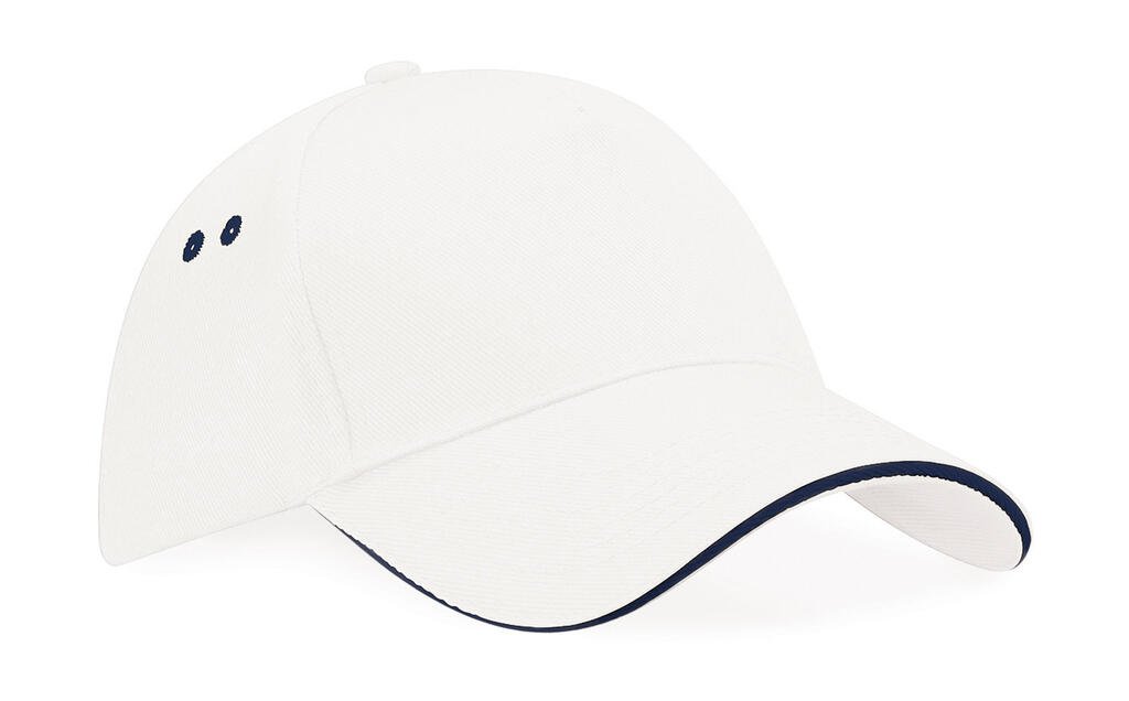 Casquette Beechfield Ultimate 5 Panel - Sandwich Peak blanc / marine
