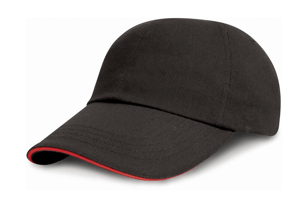 Casquette Result Headwear Junior Brushed Cotton noir / rouge