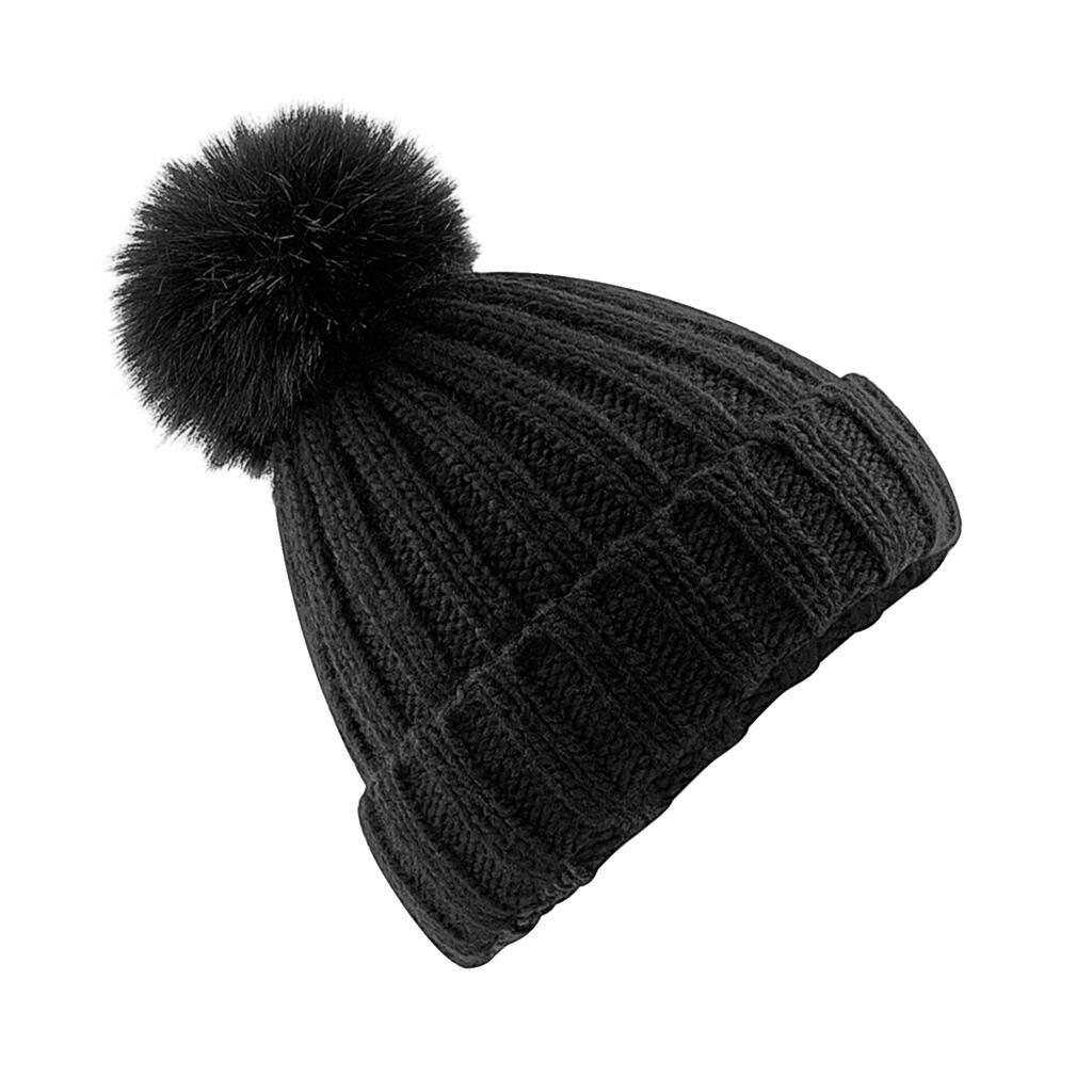 Bonnet Beechfield Bonnet Chunky Pop Pom Verbier noir