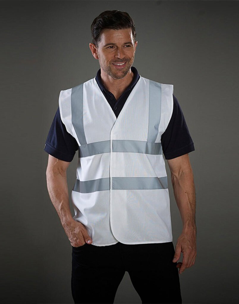 Gilet haute visibilité Yoko Fluo 2 Band+Brace Waistcoat blanc