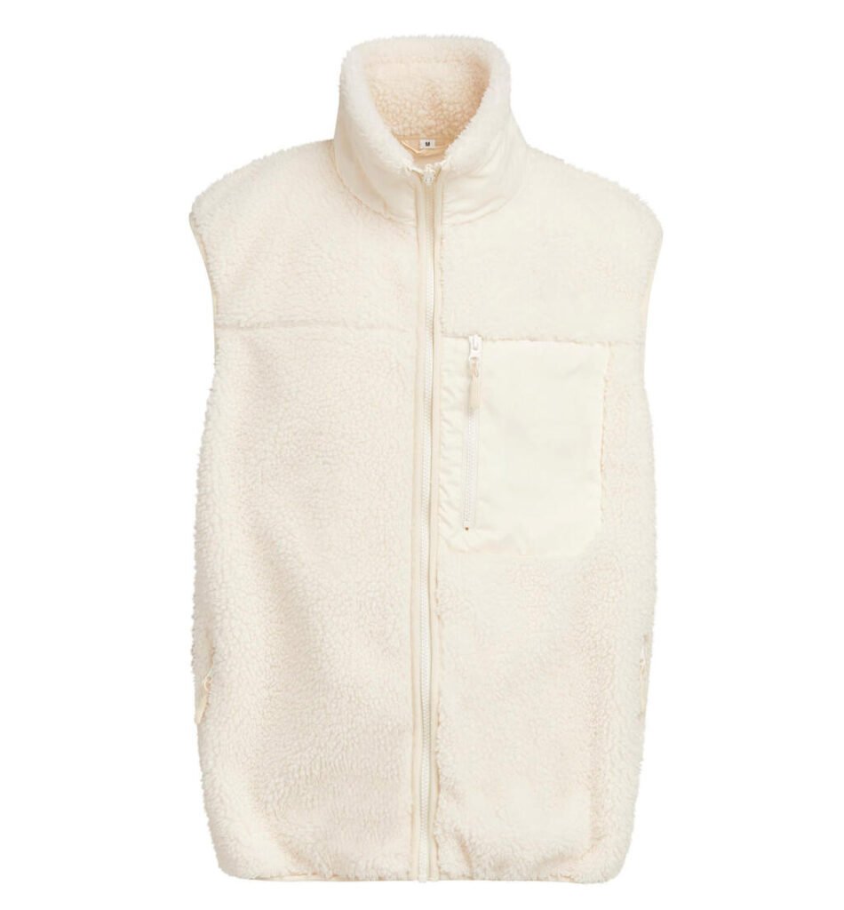 Build Your Brand Bonded Sherpa Vest white sand