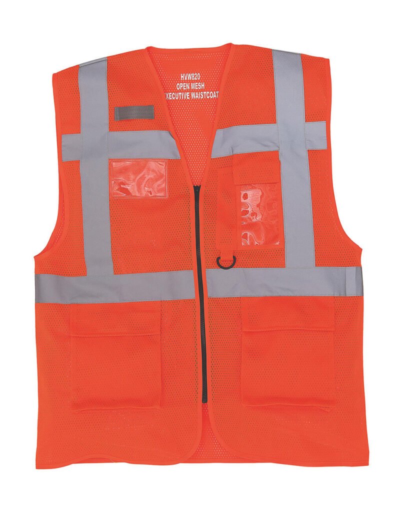 Gilet haute visibilité Yoko Fluo Open Mesh Executive Waistcoat orange fluo