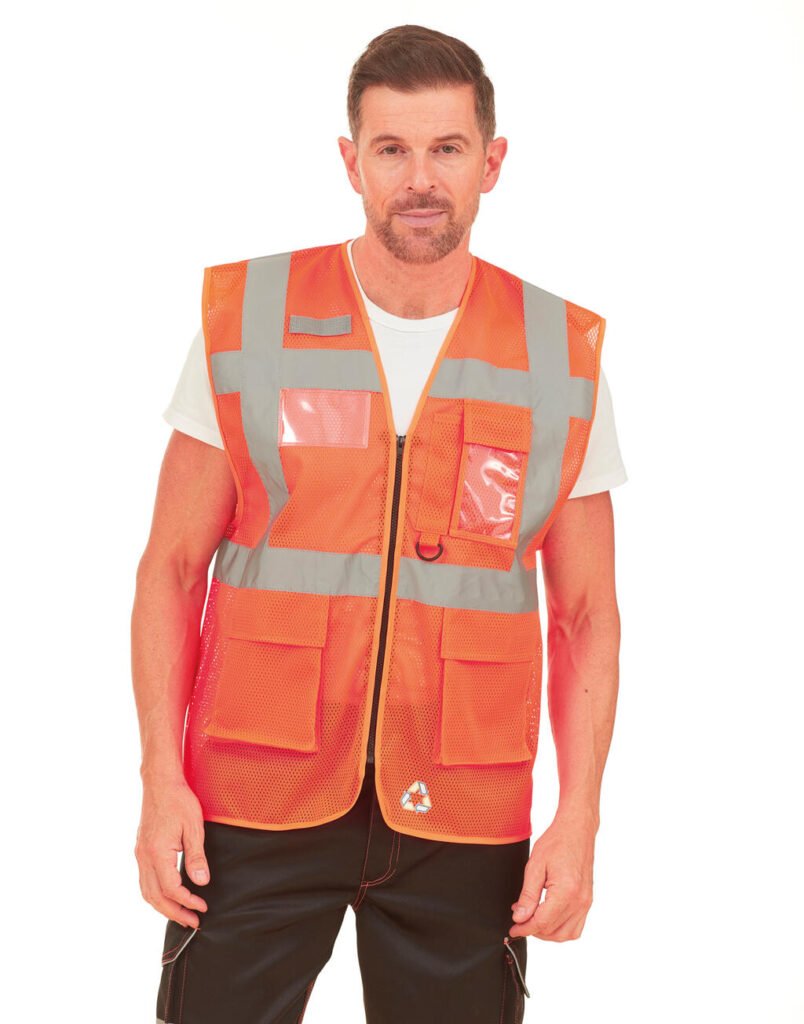 Gilet haute visibilité Yoko Fluo Open Mesh Executive Waistcoat orange fluo
