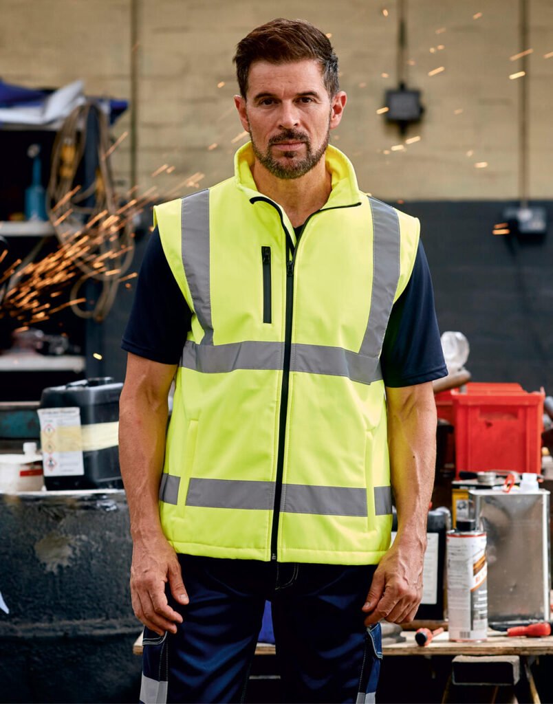 Vêtement haute visibilité Yoko Fluo Softshell Bodywarmer jaune fluo