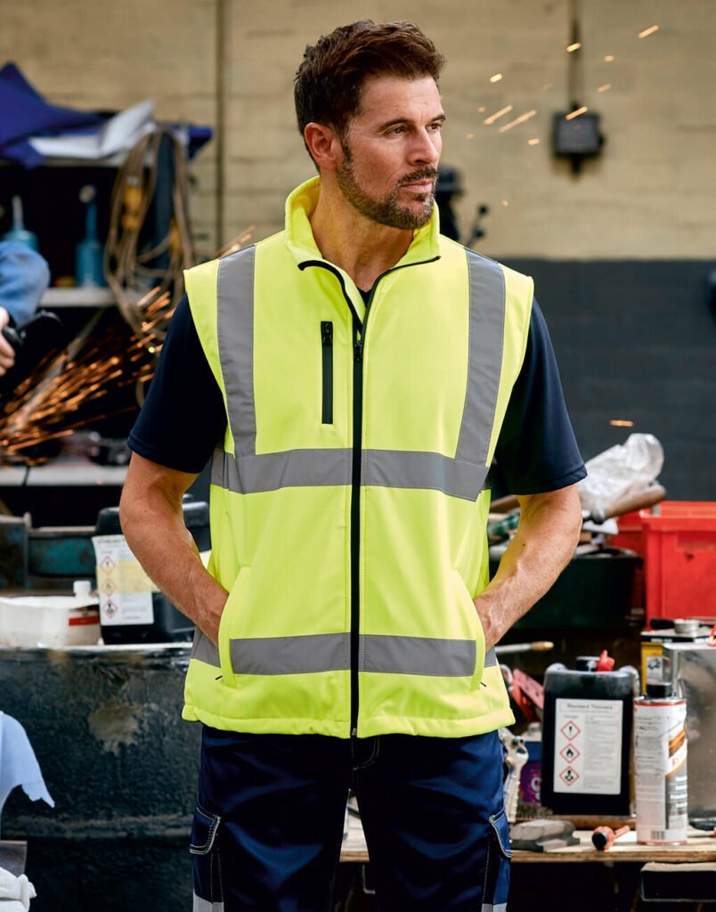 Vêtement haute visibilité Yoko Fluo Softshell Bodywarmer jaune fluo