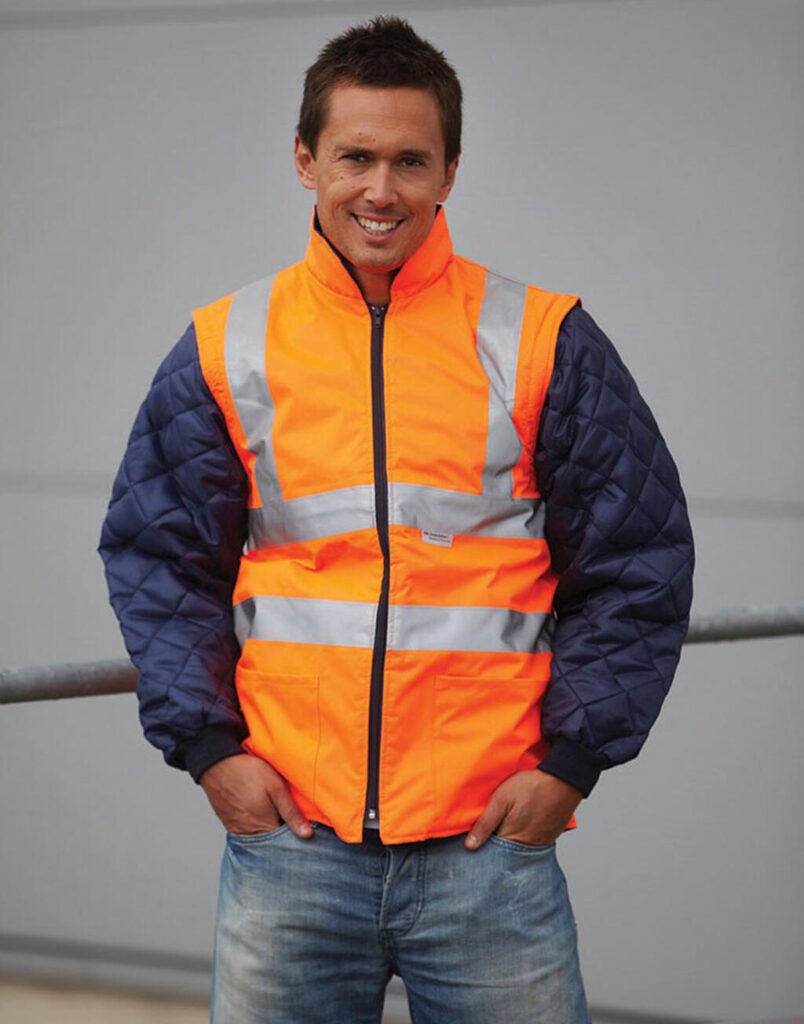 Veste haute visibilité Yoko Fluo Quilted Zip-Off Sleeves orange fluo
