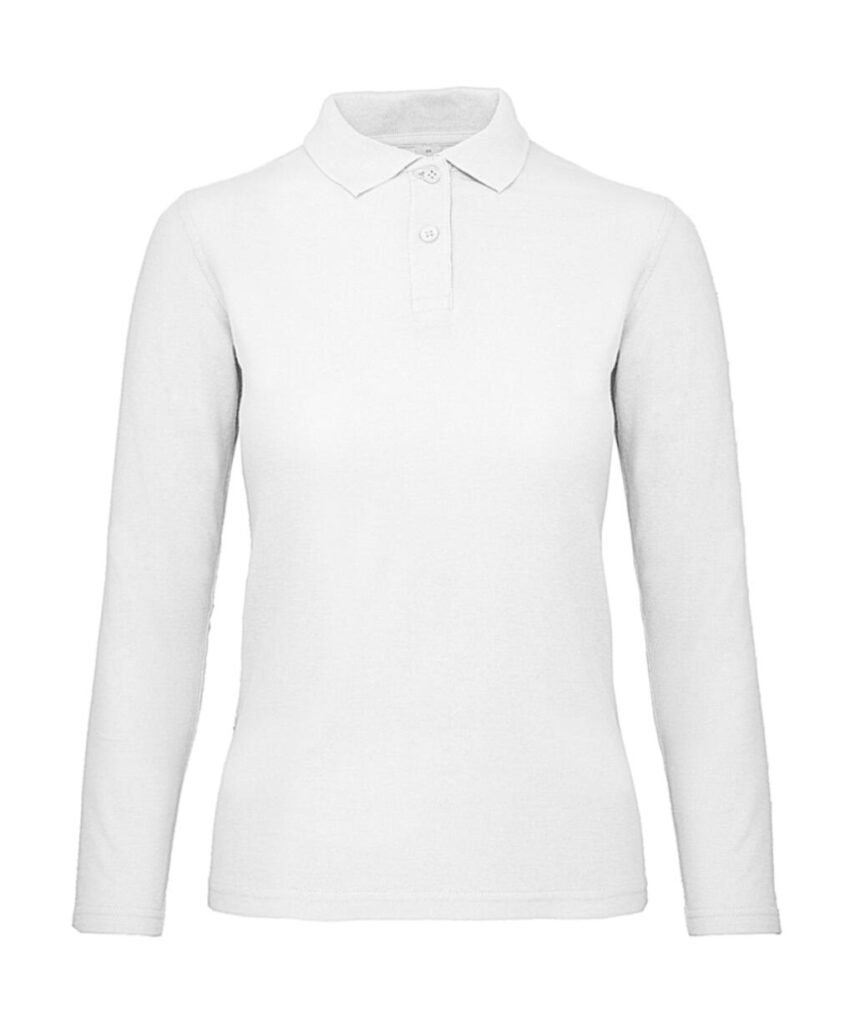 Polo manches longues B&C ID.001 LSL blanc