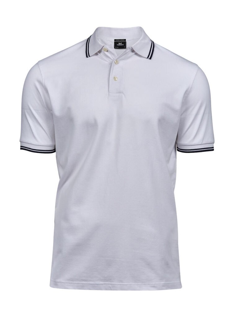 Polo Tee Jays Luxury Stripe Stretch blanc / marine