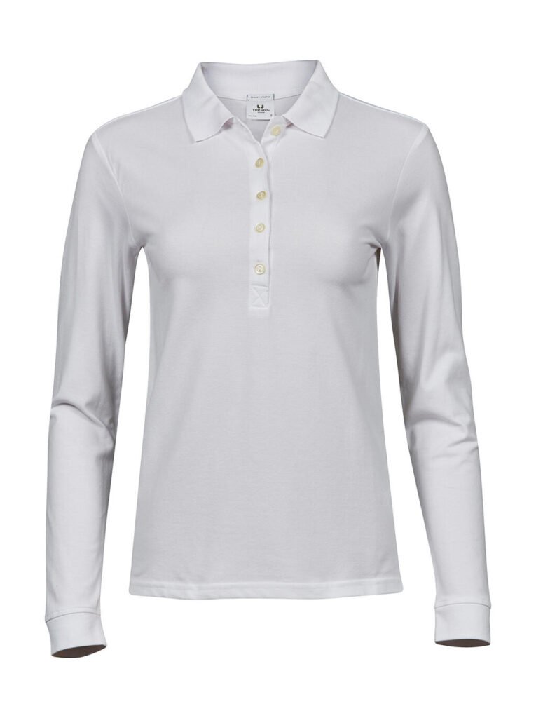 Polo manches longues Tee Jays Luxury LS Stretch blanc