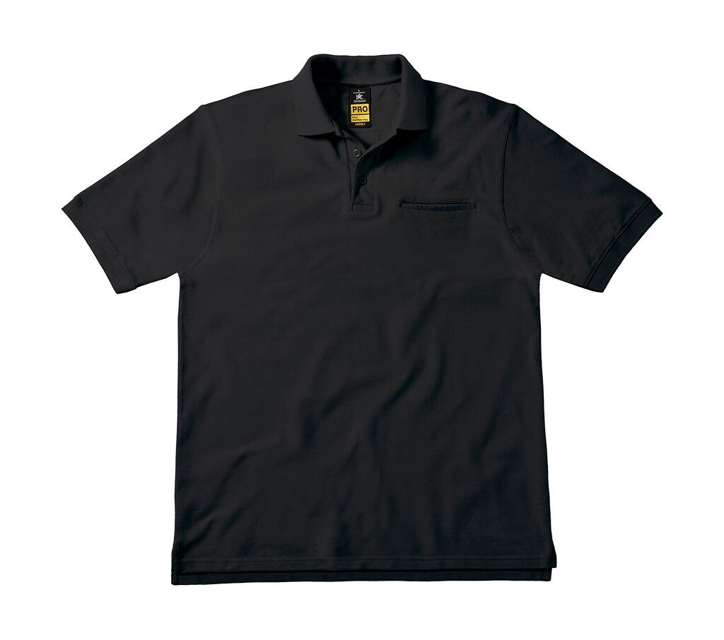 Polo B&C Pro Energy Pro Workwear Pocket noir