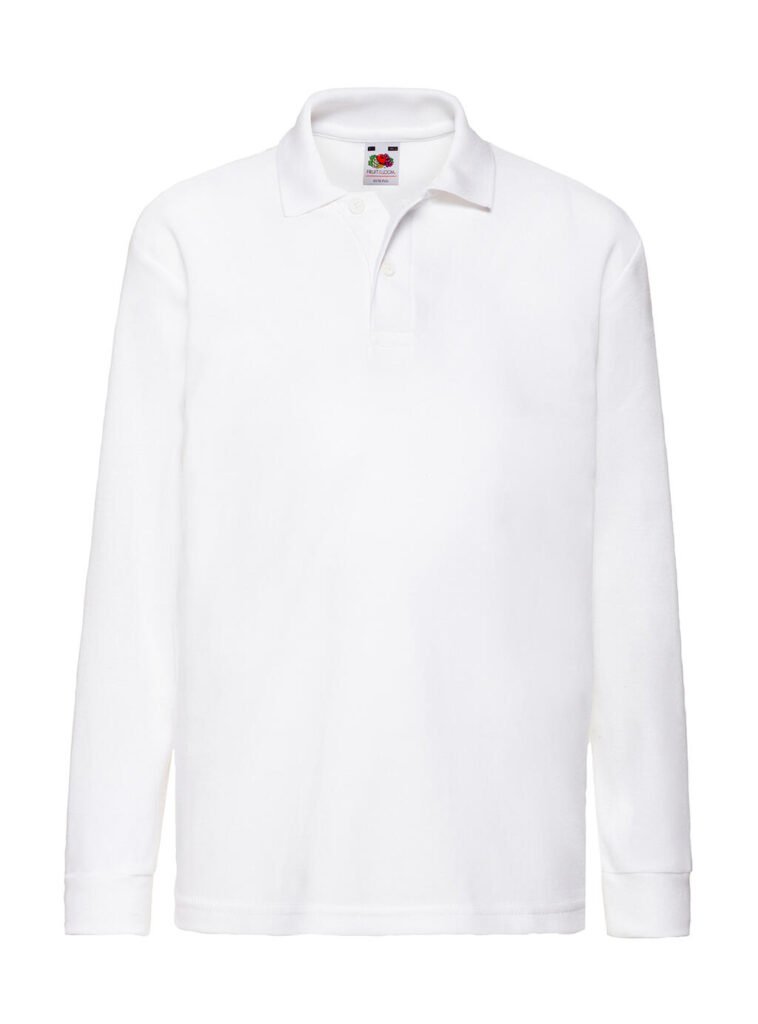 Polo Fruit of the Loom 65 Long Sleeve blanc