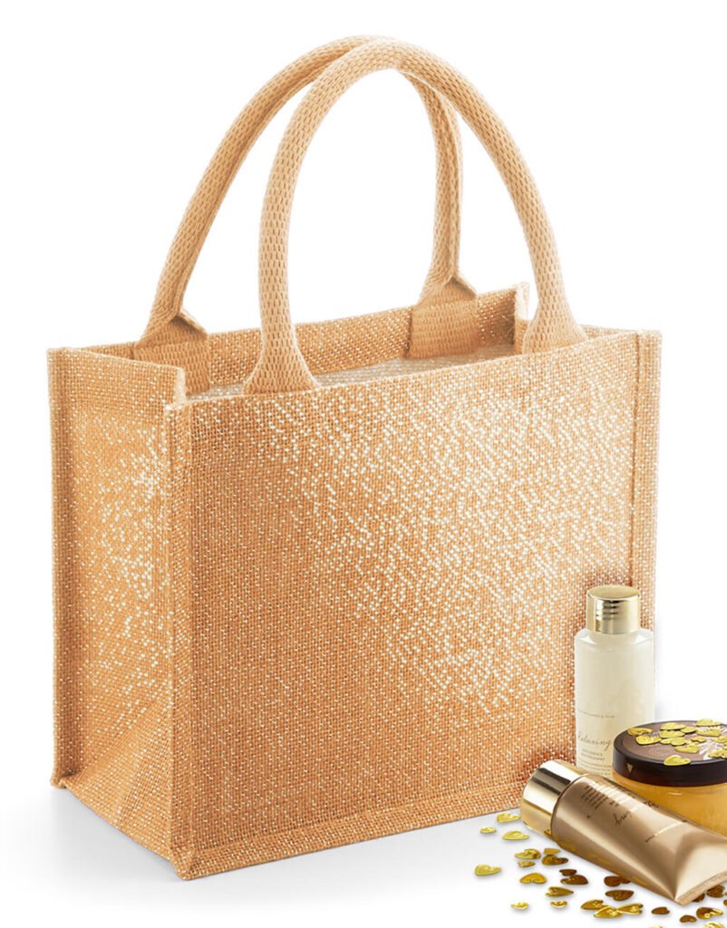 Tote bag Westford Mill Shimmer Jute Mini Gift naturel / or